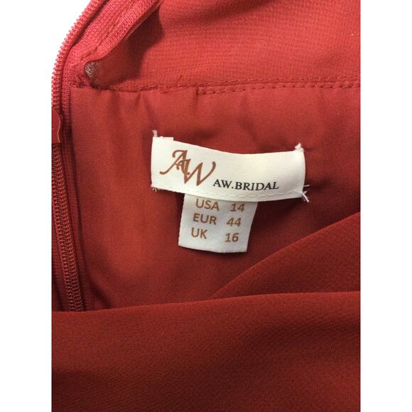 AW BRIDAL 14 1X plus rust red bridesmaid cocktail formal party maxi dress b125 - Picture 6 of 7